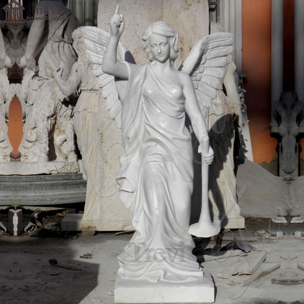 Marble Garden Statue Holding Trumpet Angel Supplier MOKK-171