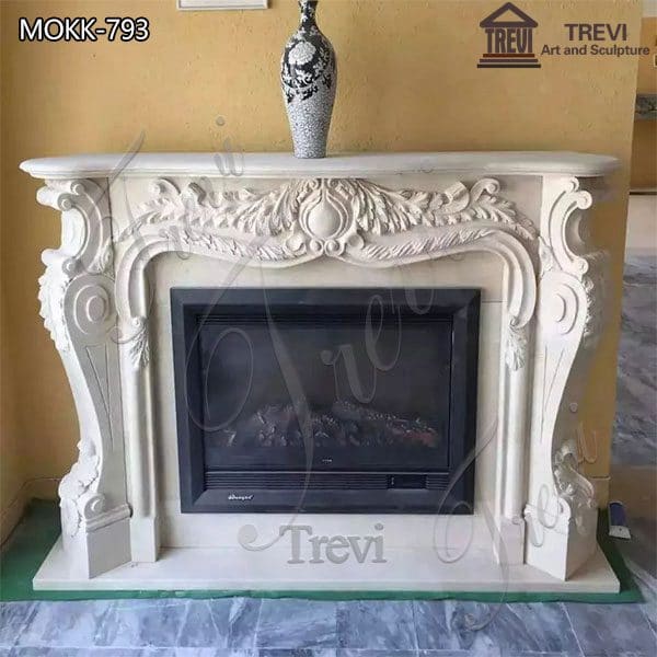 Home Decoration French White Marble Fireplace Surround for Sale MOKK-793