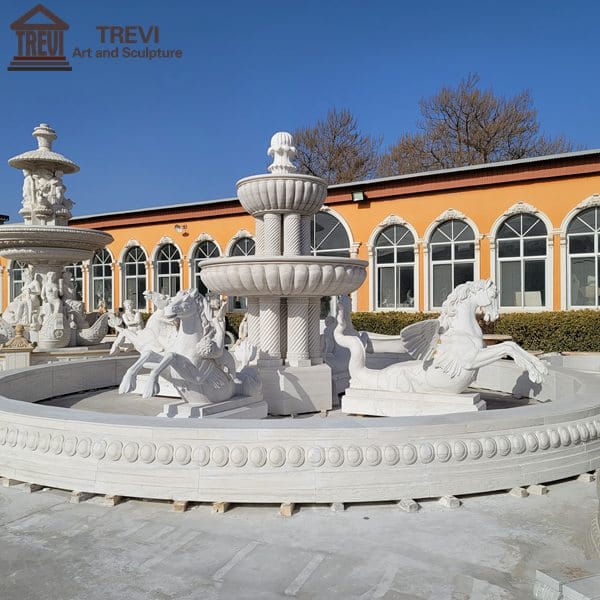 Large Exquisite Marble Fountain with Horse Statue for sale MOKK-809