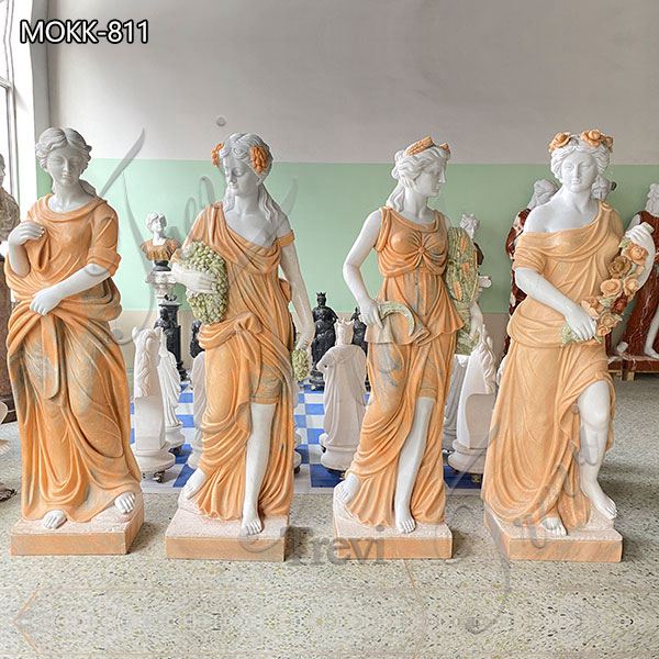 Marble Garden Statue Life Size Cream Color Four Seasons for Sale MOKK-811