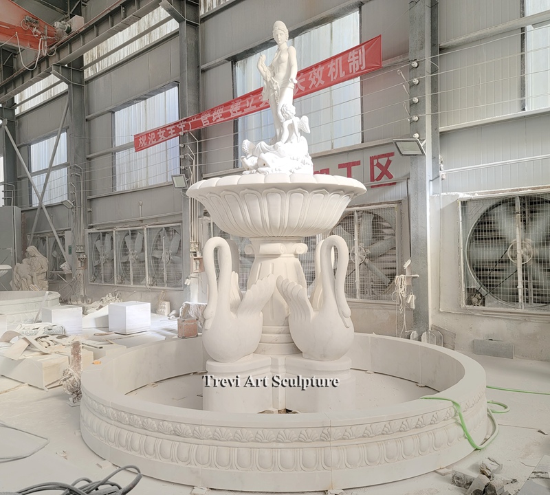 exquisite female statue water fountain with swan