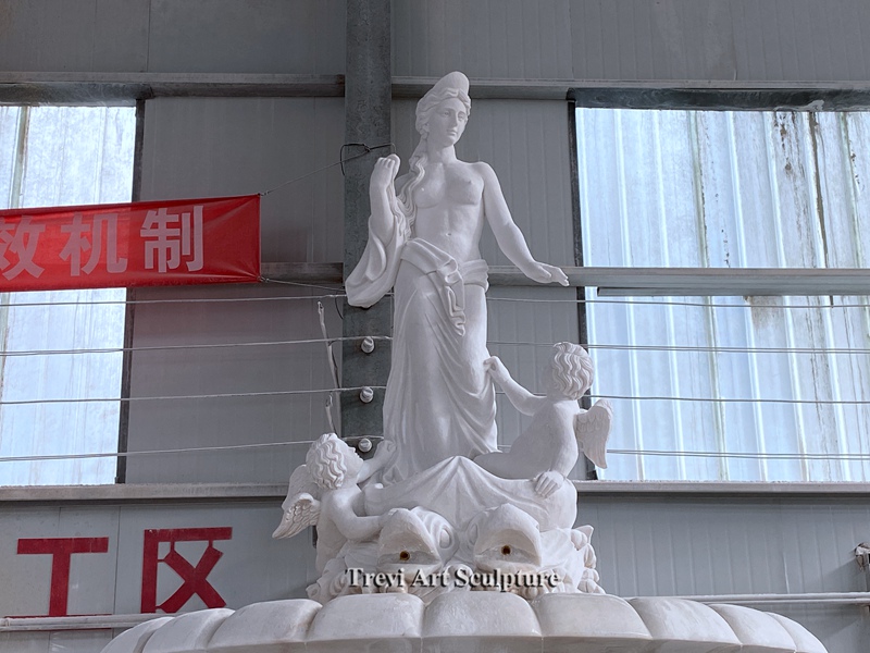 exquisite marble female statue water fountain details