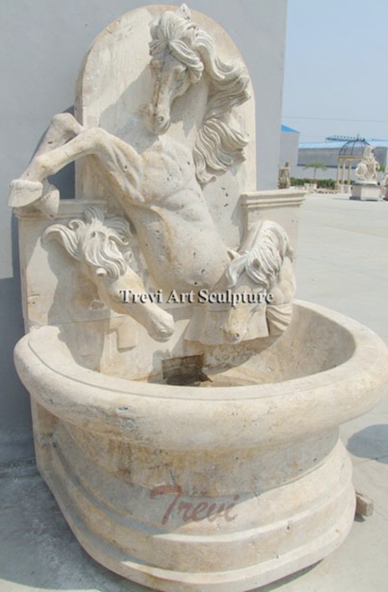 natural stone wall horse water fountain