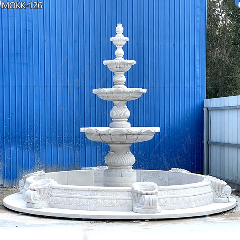 Outdoor Three-Tiered High-Quality Garden Marble Water Fountain Design