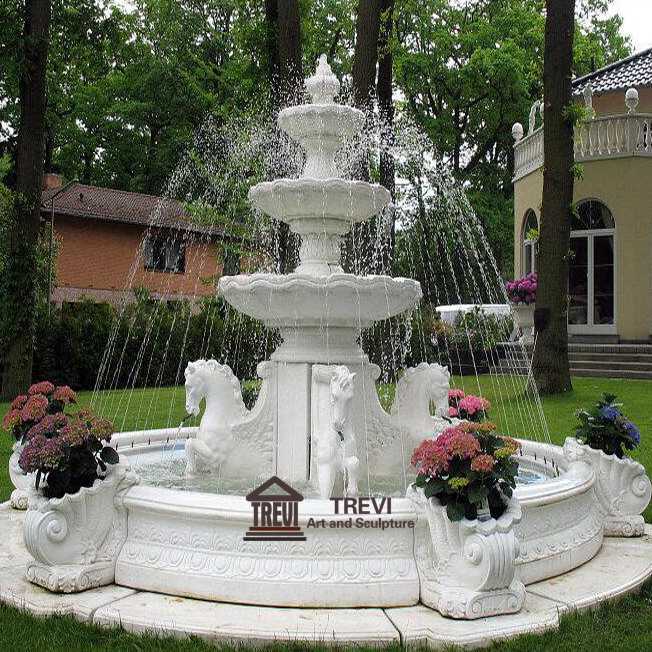 Garden Decoration Outdoor Marble Horse Fountain for Sale MOKK-734