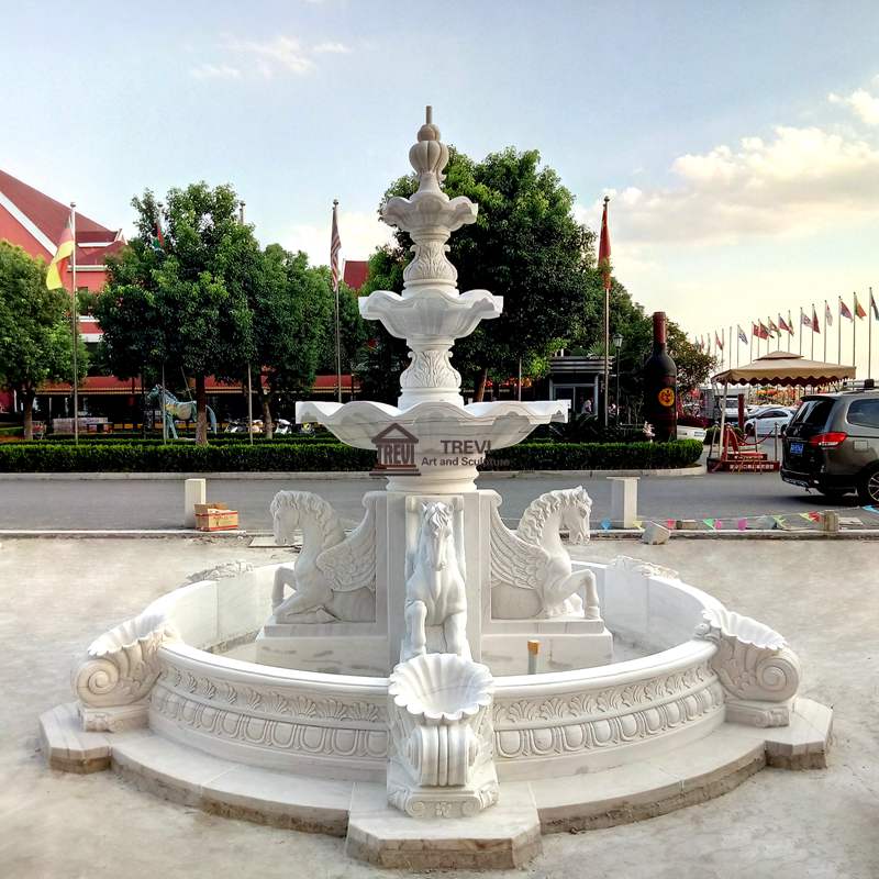 Garden Decoration Outdoor Marble Horse Fountain for Sale