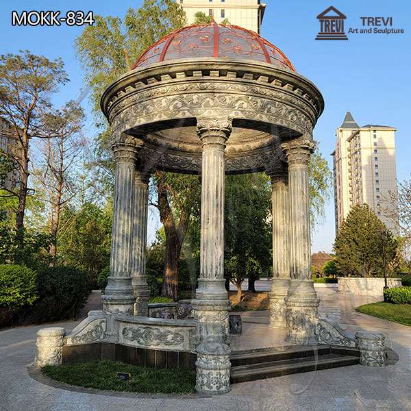 Vintage Grey Marble Gazebo Garden Decoration for Sale