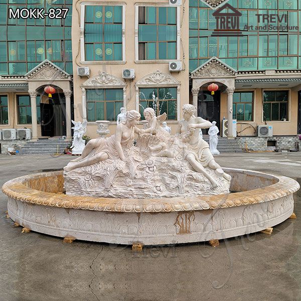 Woman Sculpture Beige Marble Outdoor Fountain for sale MOKK-827