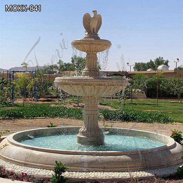 Beige Marble Outdoor Fountain Eagle Statue for Sale MOKK-841