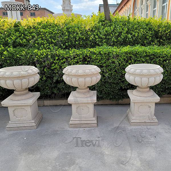 Small Size Beige Marble Flower Pots floral designs for Sale