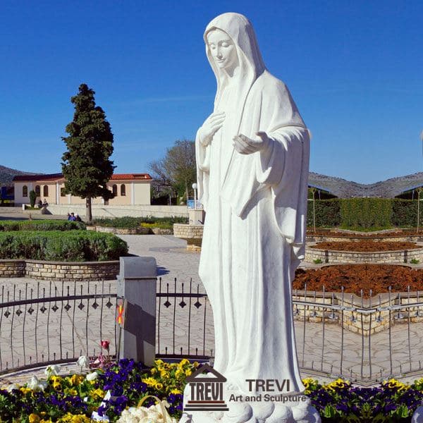 white marble our lady of medjugorje statue for sale