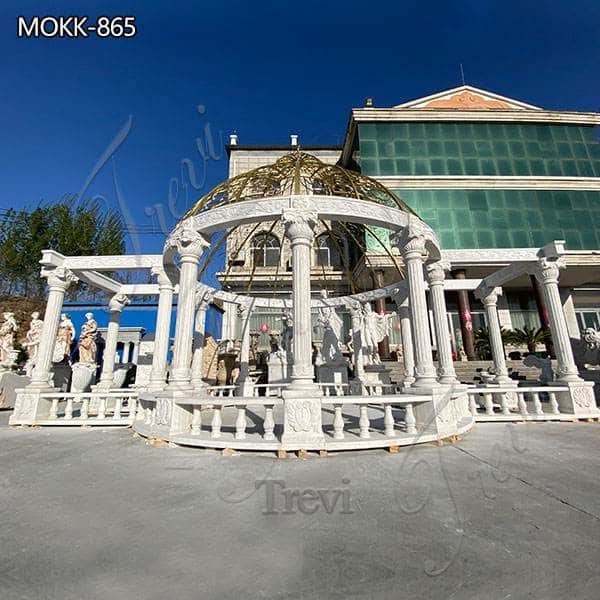 Large Garden Decoration White Marble Gazebo for Sale MOKK-865 (1)