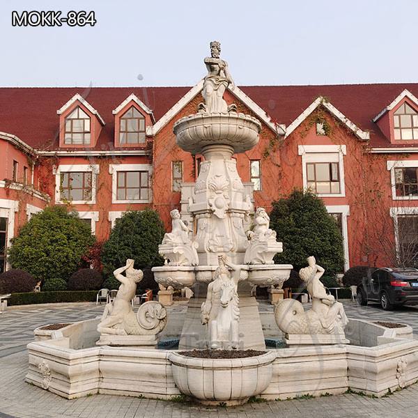 Manor Decor Poseidon Statue Marble Water Fountain for Sale
