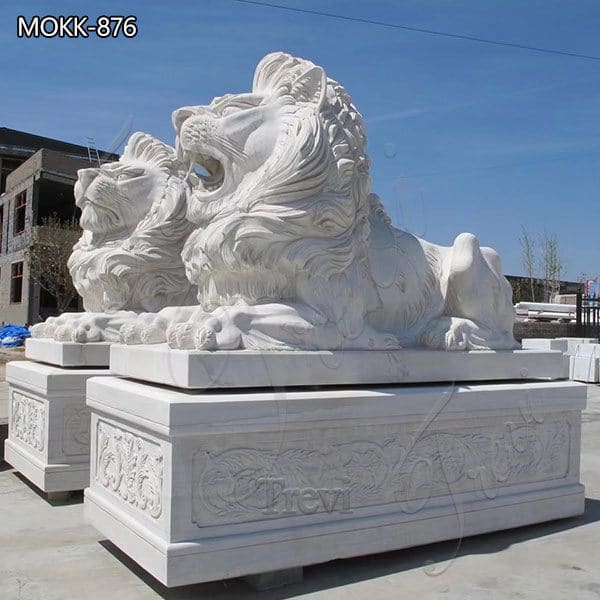 Large Marble Lying Lion Statues for Sale China Factory MOKK-876