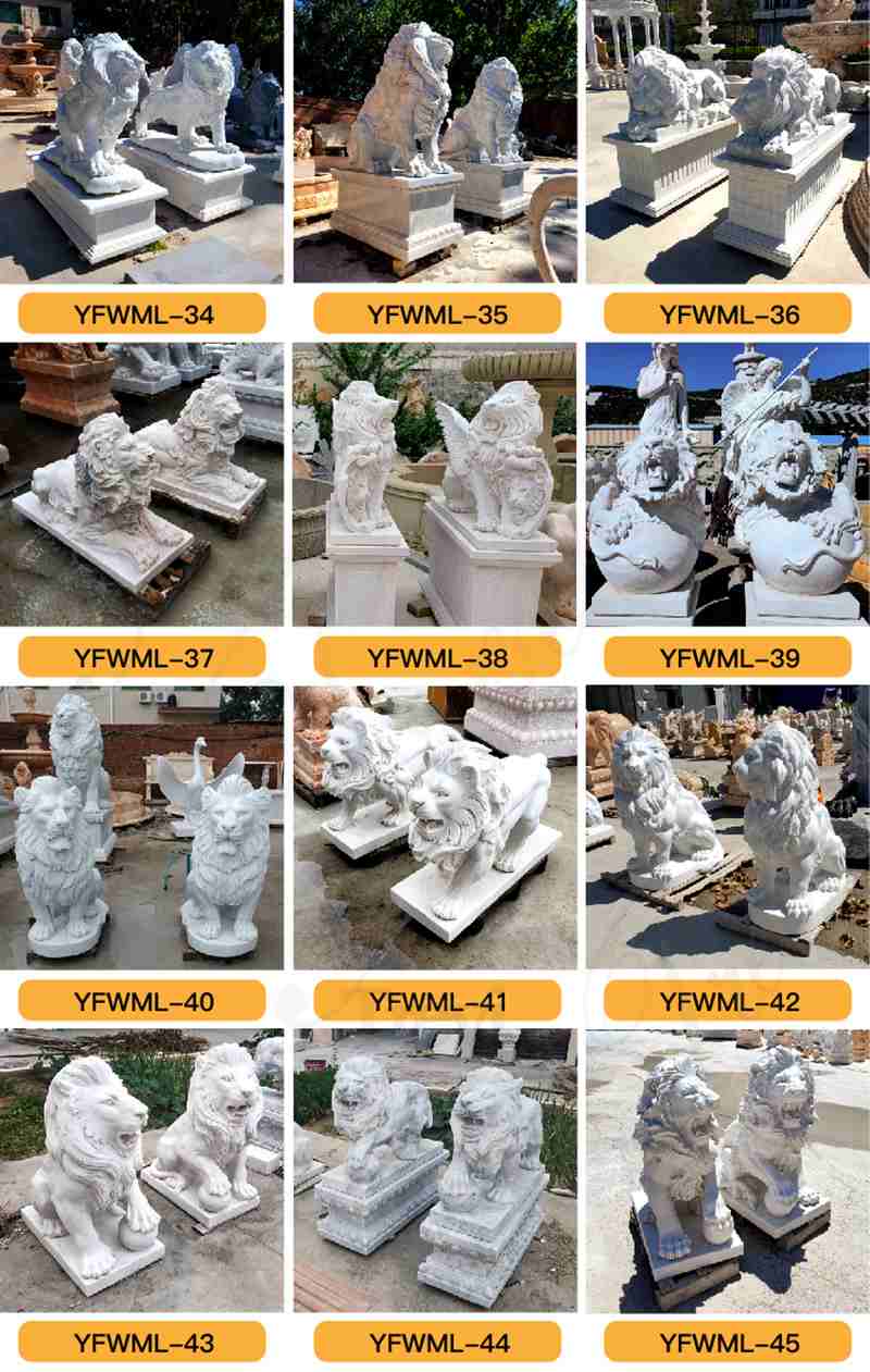 Large Marble Lying Lion Statues for Sale China Factory MOKK-876 (4)