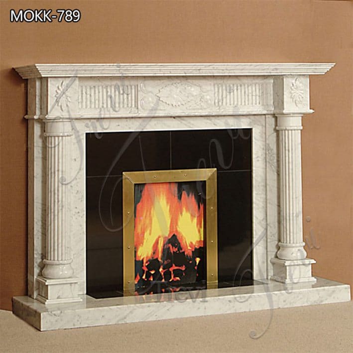 white marble fireplace surround