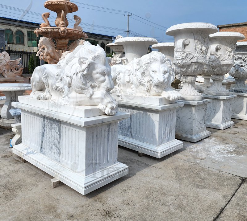 White Marble Lion Statue