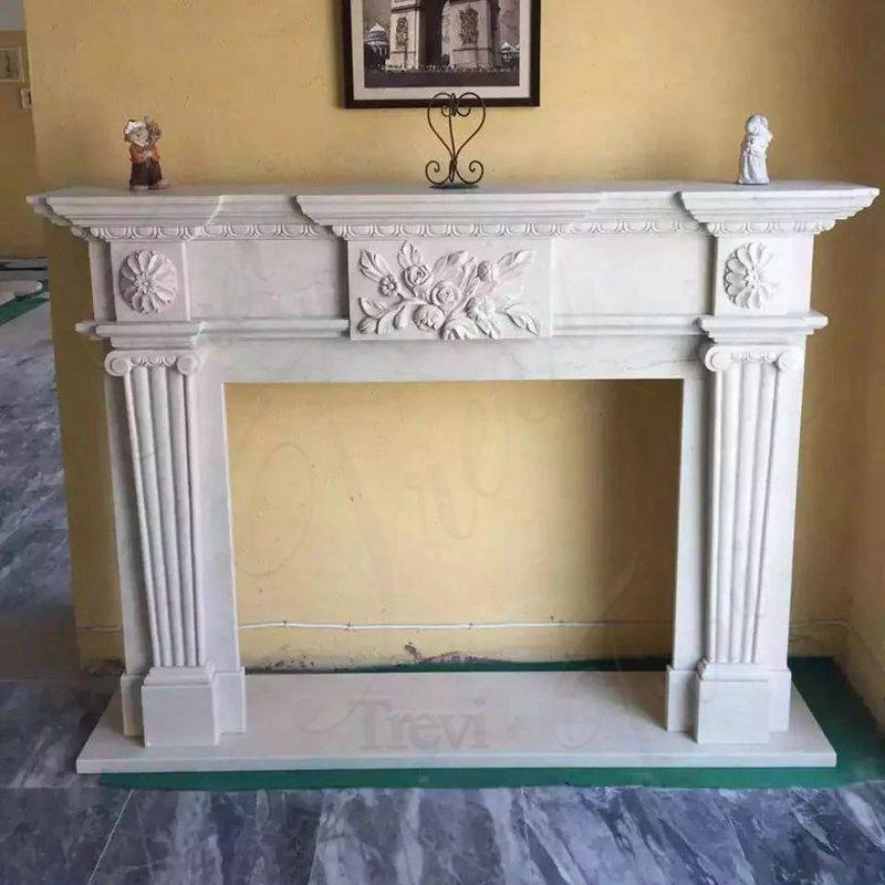 white marble fireplace