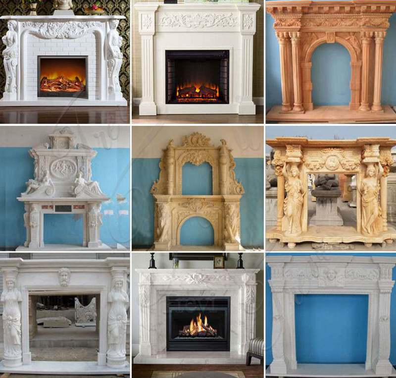 white marble fireplace surround