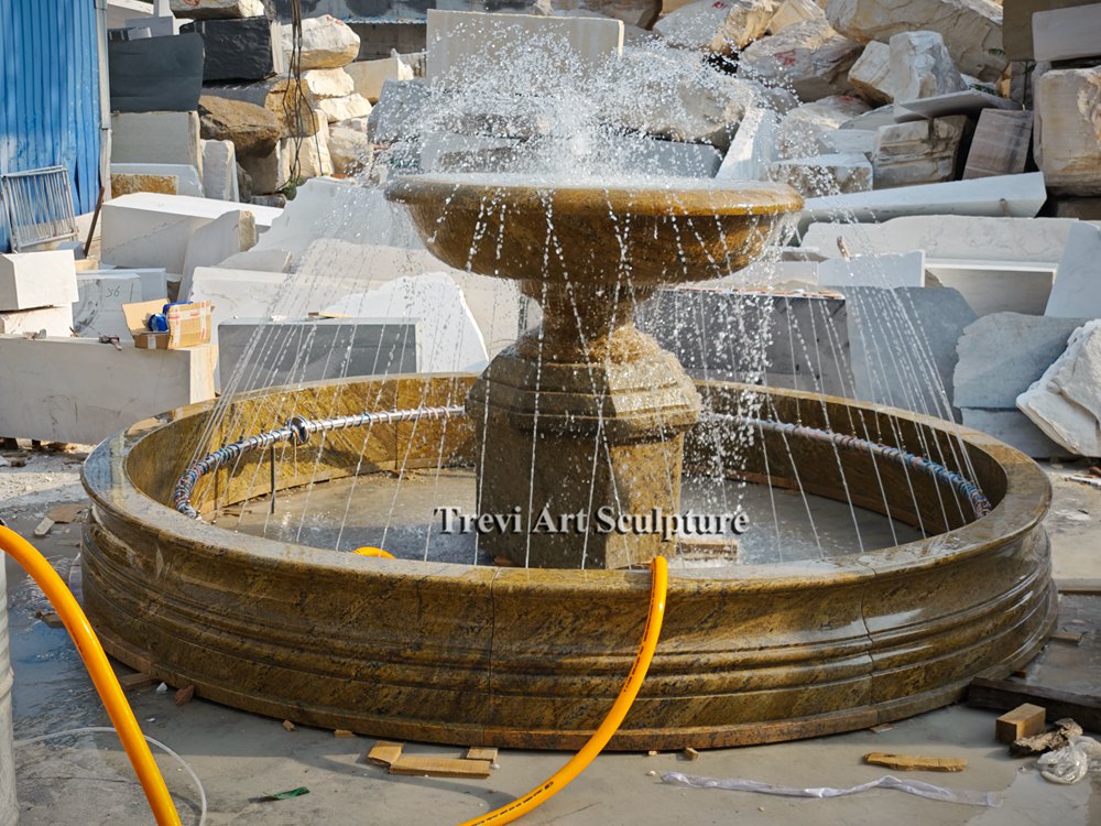 large round granite garden fountain