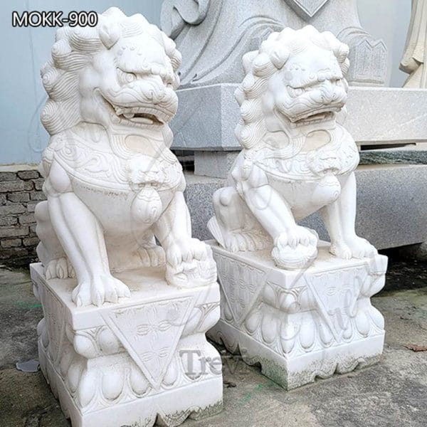 Large Standing Marble Lion Statues Outdoor Foo Dog  Decor Suppliers MOKK-900