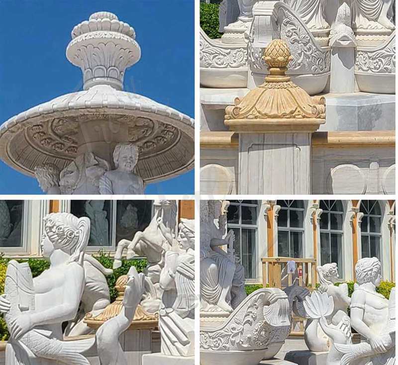 white marble fountains