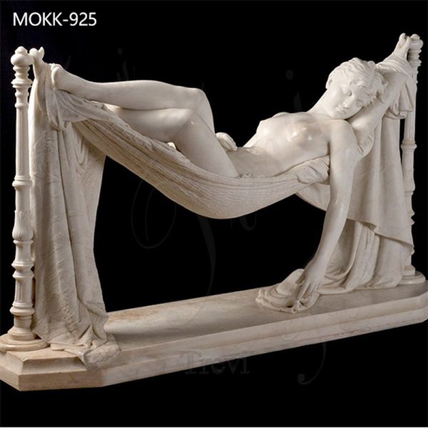 Hand Carved Marble Statues for Sale Sleeping Beauty  Lying in Hammock MOKK-925