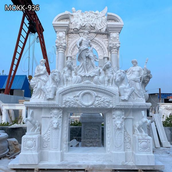 Famous Double Italian Stone Fireplace Rome Trevi Design MOKK-936