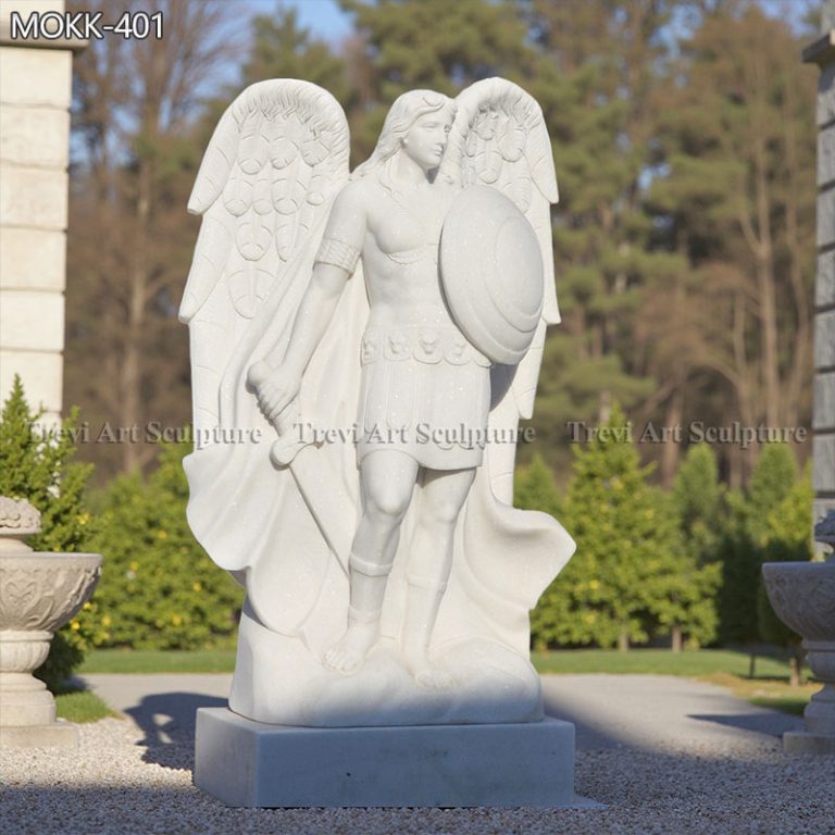 white marble st michael statue