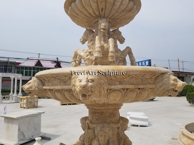 fountain with horse and lion head
