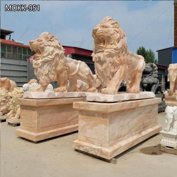 High Quality Natural Marble Lion Statue Garden Door Decor for Sale MOKK-951