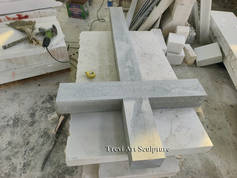 white marble crucified christ statue process