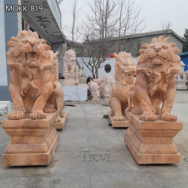 Marble Home Depot Lion Statue Garden Chinese Guardian Art for Sale MOKK-819