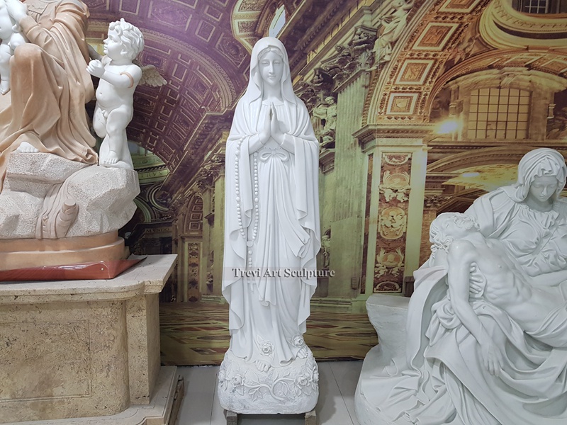our lady of lourdes blessed virgin mary marble statue