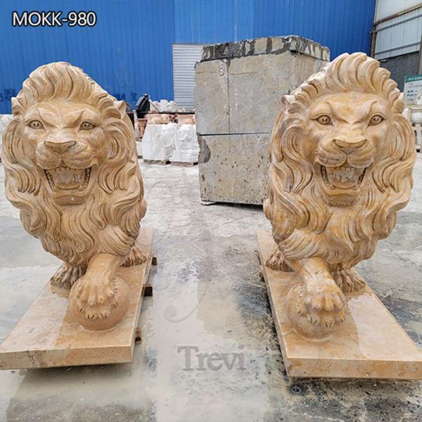 Marble Statue Meaning of Lions at Entrance Outside House for Sale MOKK-980