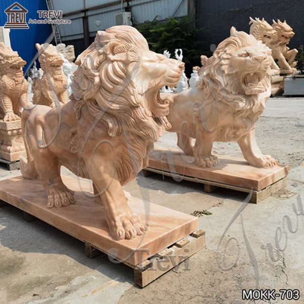 Marble Lion Statues for Front Porch Guardian Garden for Sale MOKK-703