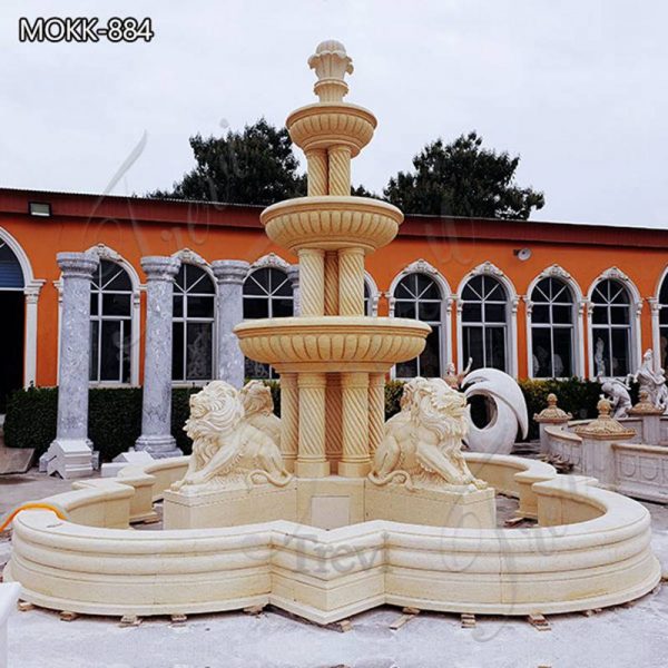 Large Marble Outdoor Lion Pool Fountain for Sale MOKK-884