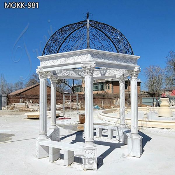 Marble Outdoor Gazebo Wedding Ceremony Flower Garden Decoration for Sale MOKK-981