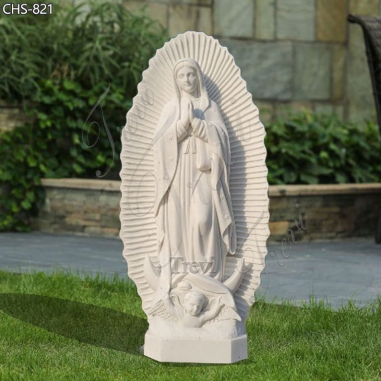 Large Marble Virgen De Guadalupe Garden Statue for Sale