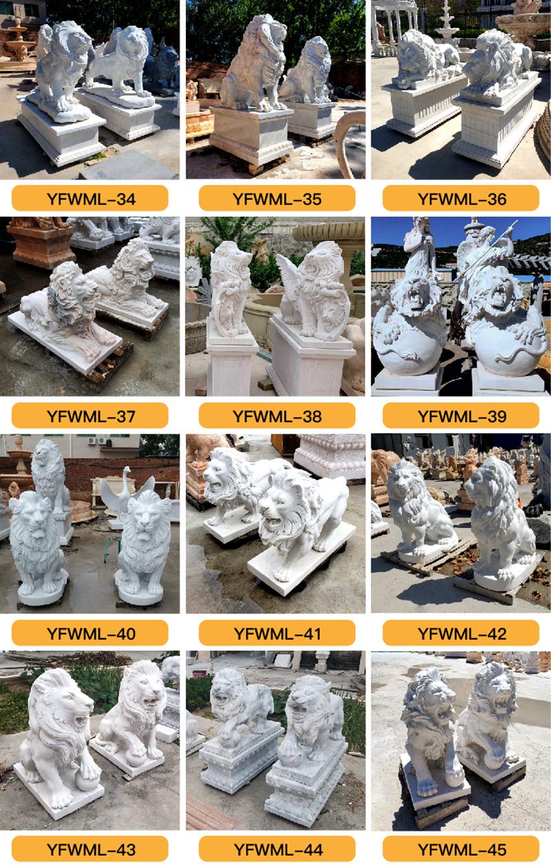 more marble lion statues