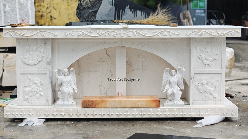 beautiful marble altar with angels catholic church