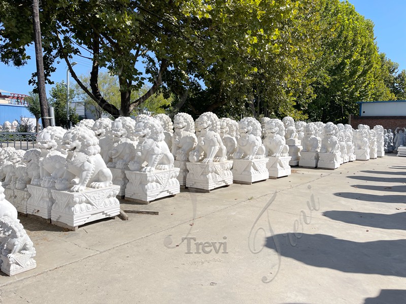 Large In-Stock Marble Foo Dog statues
