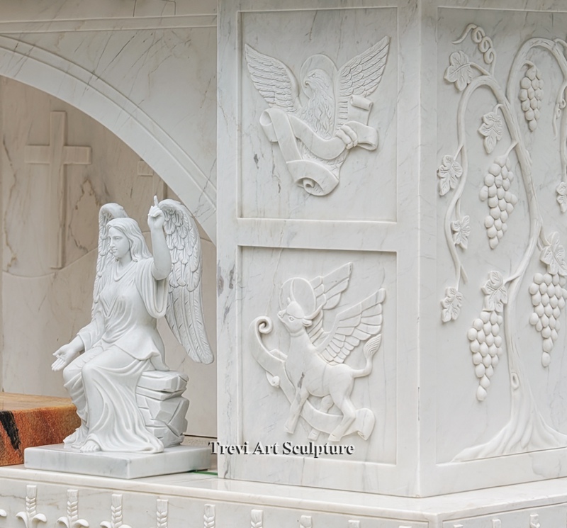 marble altar with angels statue