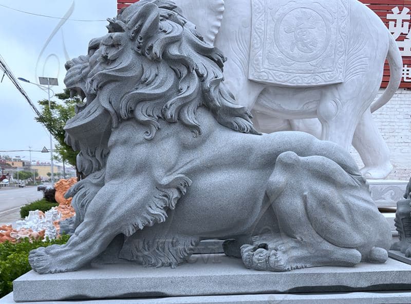 delicate carving of granite lion statue-Trevi Sculpture