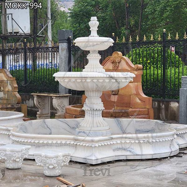 Two-Tiered Large Marble Water Fountain Garden Decor for Sale MOKK-994