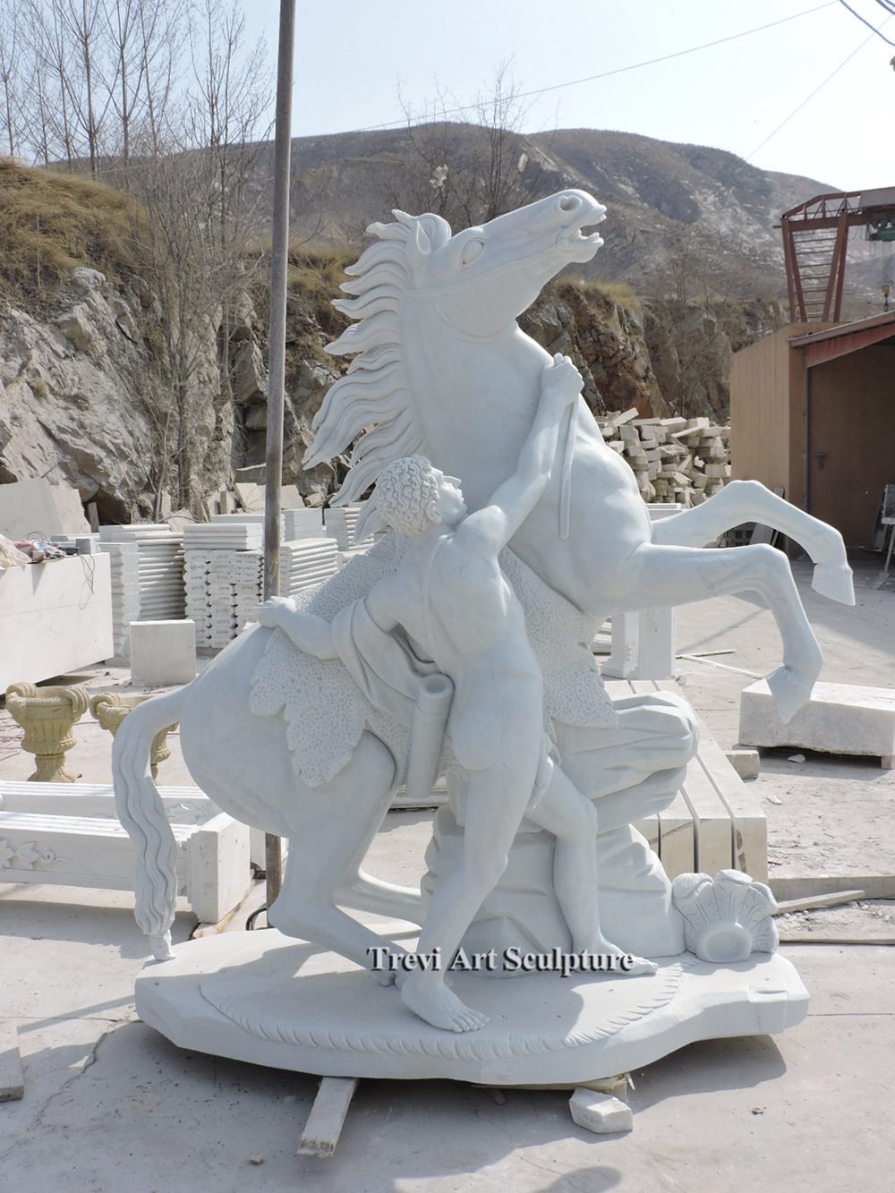 life size marble marly horses sculpture