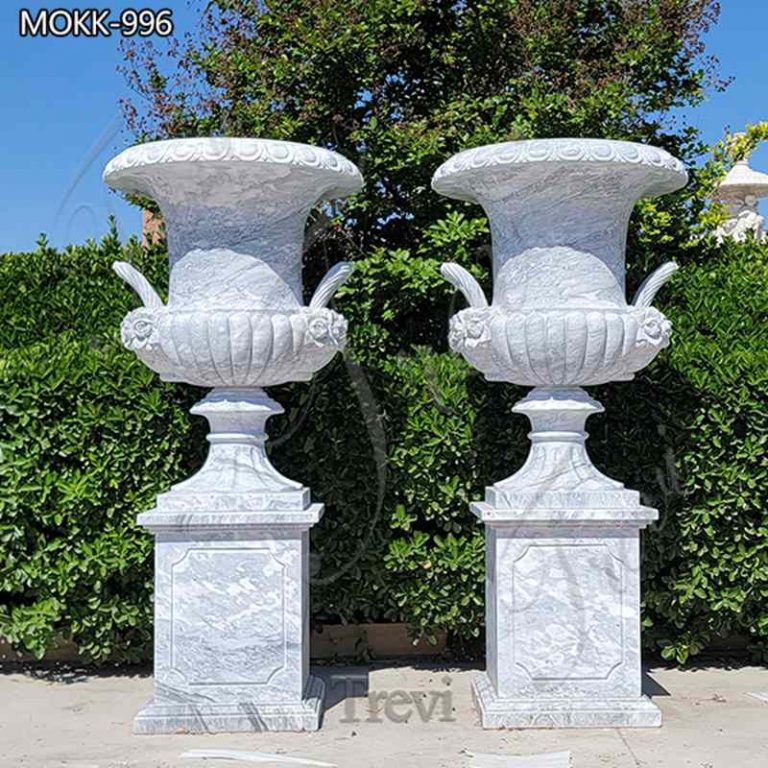 Cheap White Marble Outdoor Flower Pot for Garden Decor for Sale MOKK-40 -  YouFine Sculpture