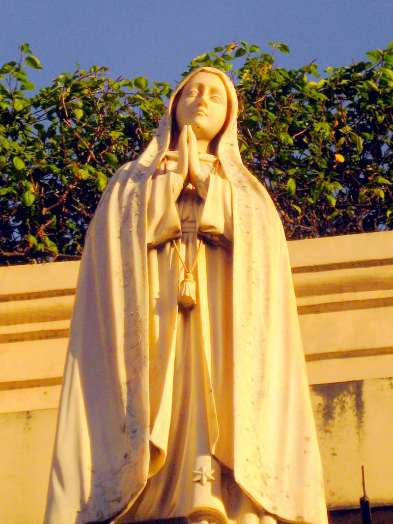 Marble Virgin Mary sculpture