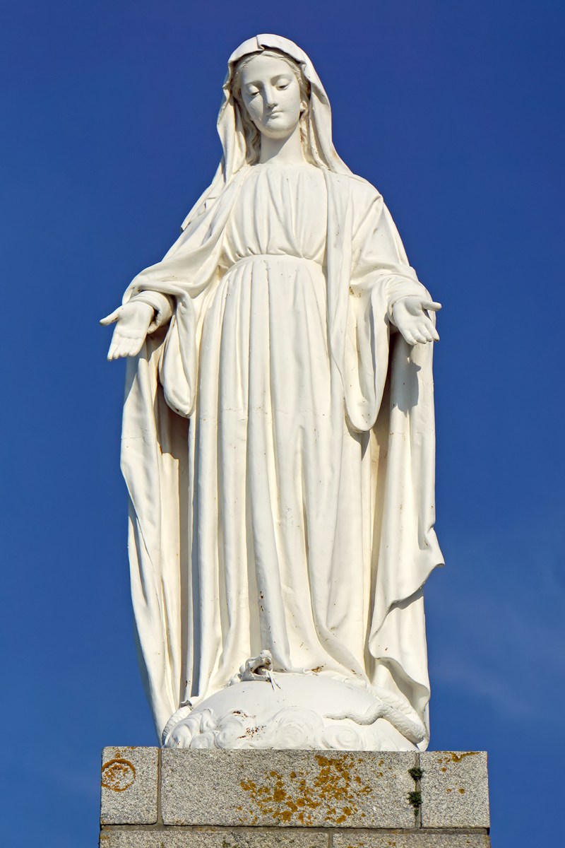 Marble Virgin Mary sculpture