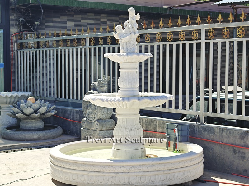 marble cherub garden fountain for garden for sale